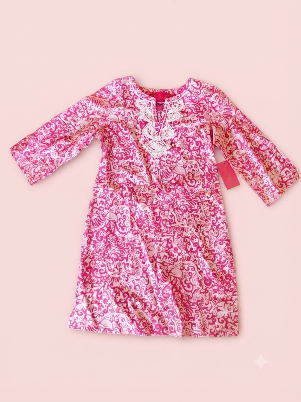 Nwt Lilly pulitzer Girls Pink Paisley Embroidered Beaded Jubilee dress Size 10